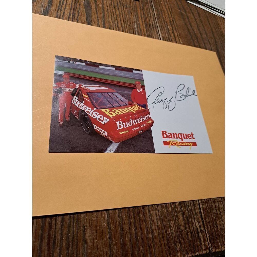 Vintage Geoff Bodine Signed Banquet Racing NASCAR Driver Card 8x5